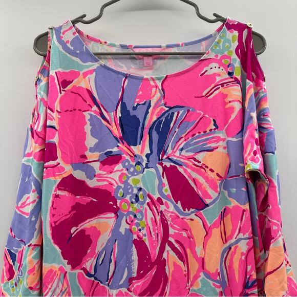 Lilly Pulitzer Lilla Multicolor Jam Out Engineered Exposed Shoulder Mini Dress S - Picture 3 of 10